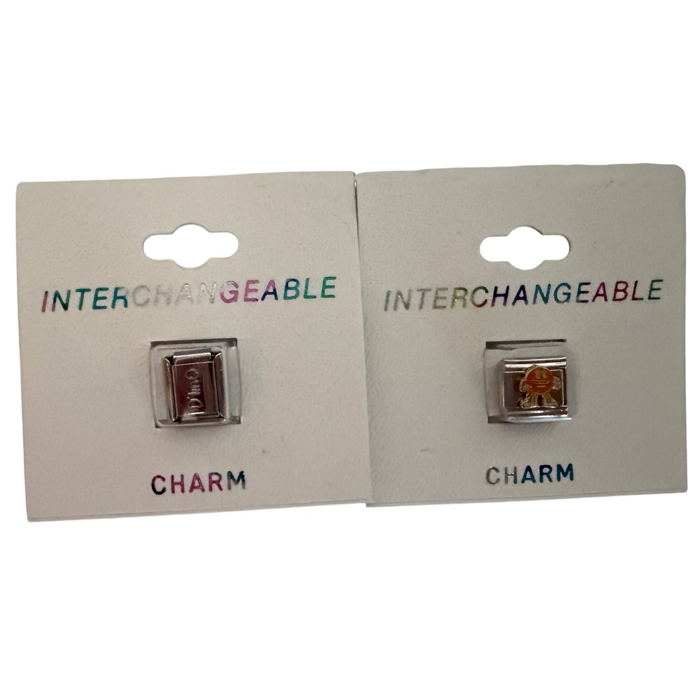 Unbranded Italian Charm Links Unisex OS Silver New M&M DlinQ 2pc Set 9mm